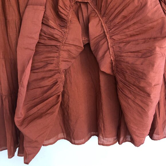 Anthropologie Samant Chauhan Dress M Embroidered Tiered Mini Babydoll Spice Boho - Picture 9 of 15